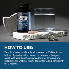 HAVASU Nutrition L-Arginine L-Citrulline serving scene on gym mat