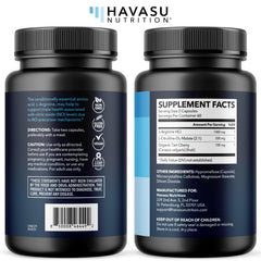 HAVASU Nutrition L-Arginine L-Citrulline travel pack showing two-month supply