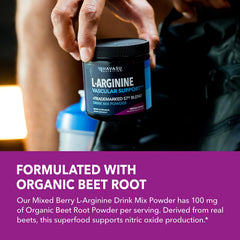 Beet Root ingredient beside HAVASU L-Arginine Powder for daily mixing.