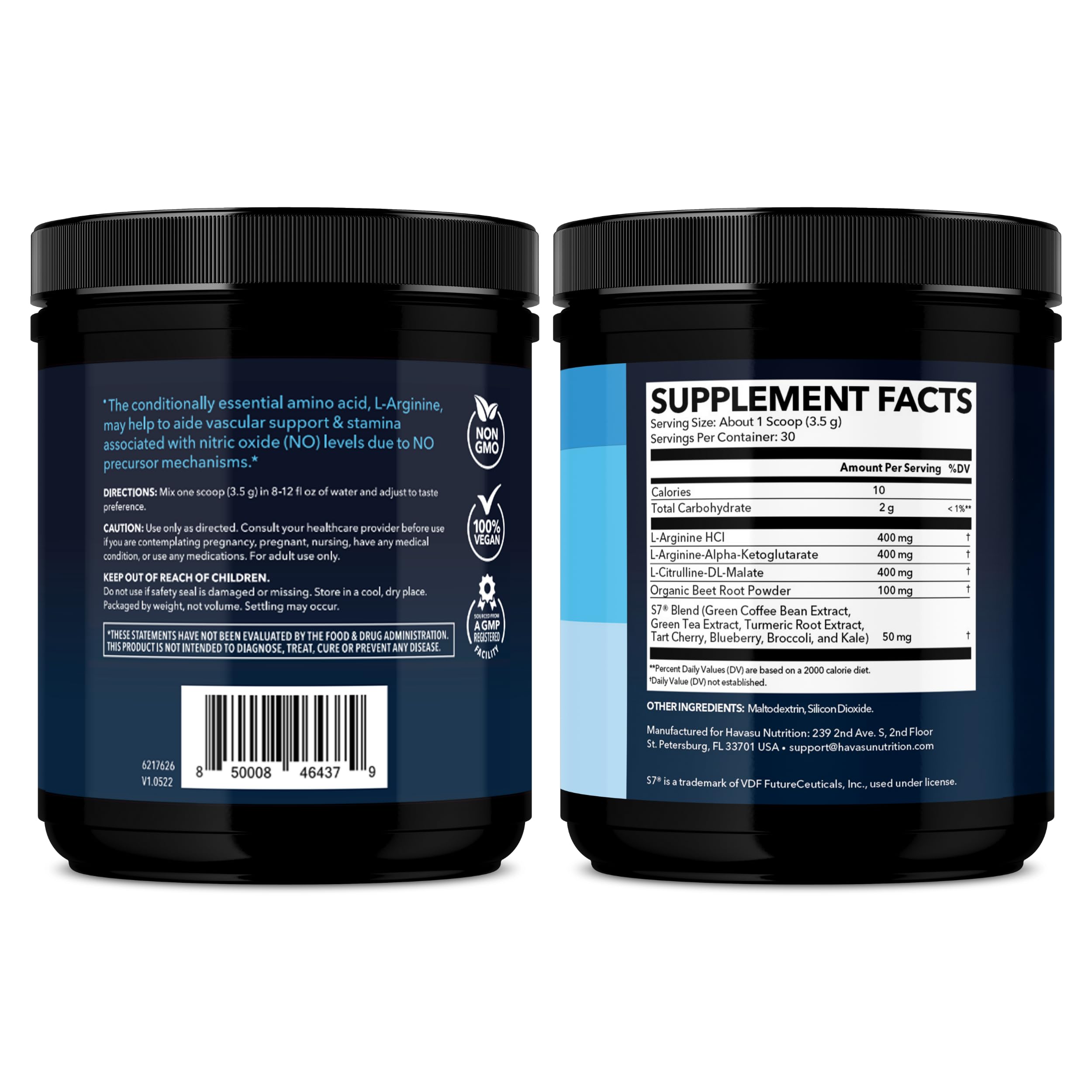 HAVASU NUTRITION L-Arginine Powder easily blends into beverages for daily use.