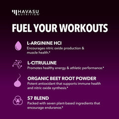 HAVASU L-Arginine Powder in shaker with berry flavor ready to drink.