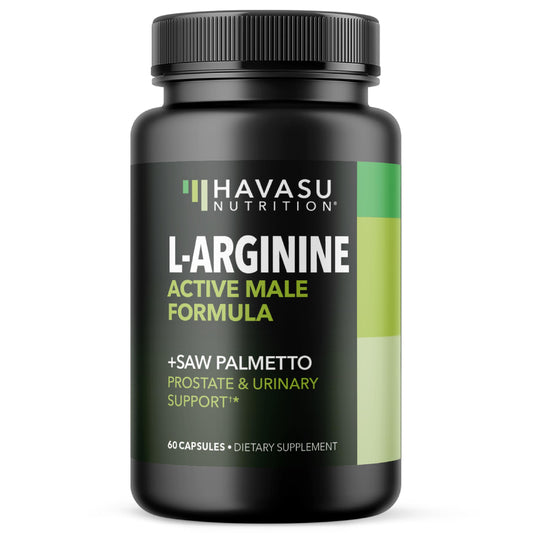 HAVASU NUTRITION L-Arginine Saw Palmetto bottle front for daily vitality