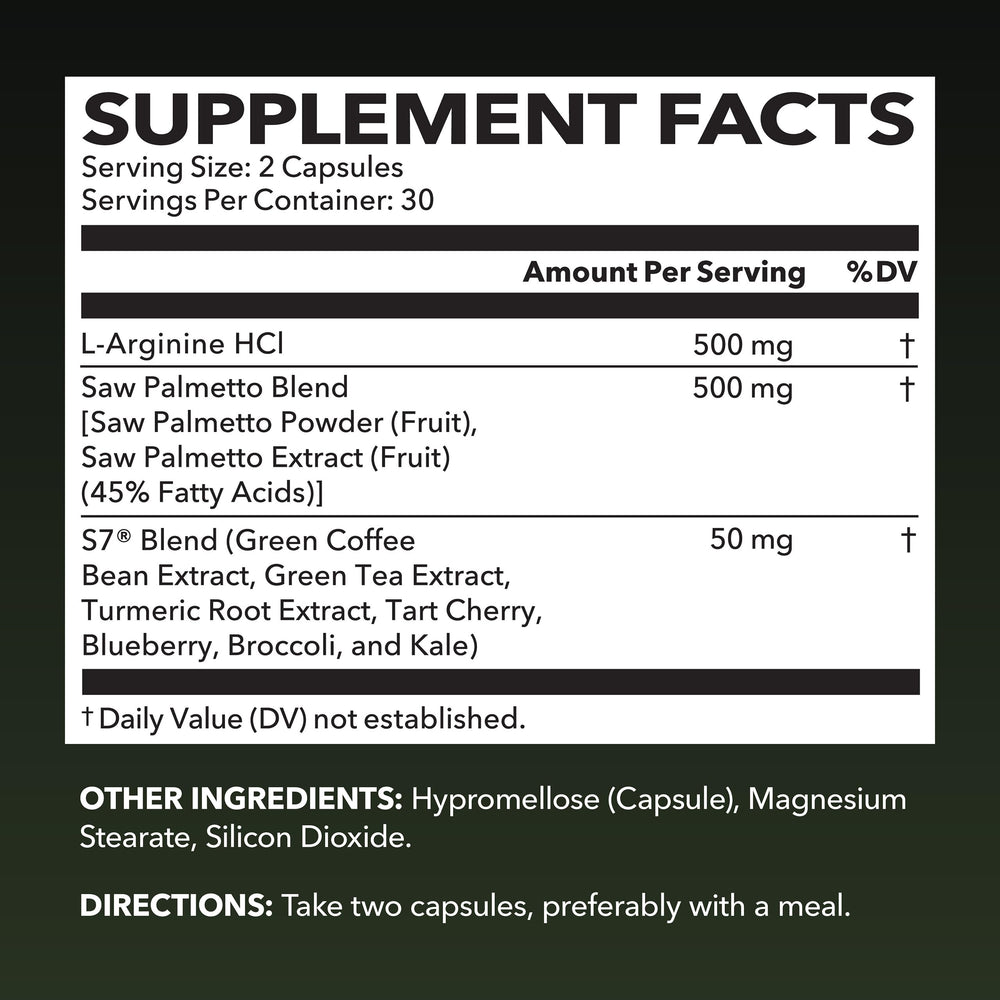 HAVASU NUTRITION L-Arginine Saw Palmetto capsules closeup vegan formula