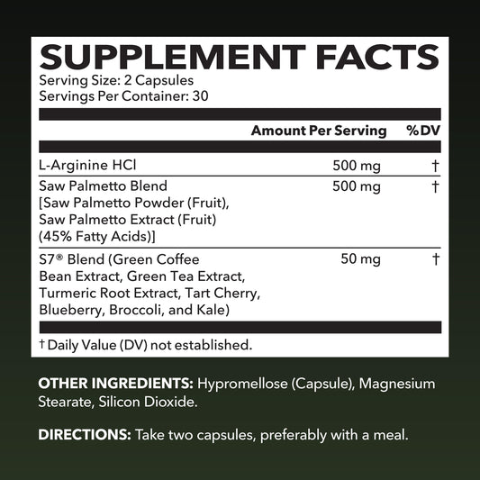 HAVASU NUTRITION L-Arginine Saw Palmetto capsules closeup vegan formula