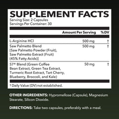 HAVASU NUTRITION L-Arginine Saw Palmetto capsules closeup vegan formula