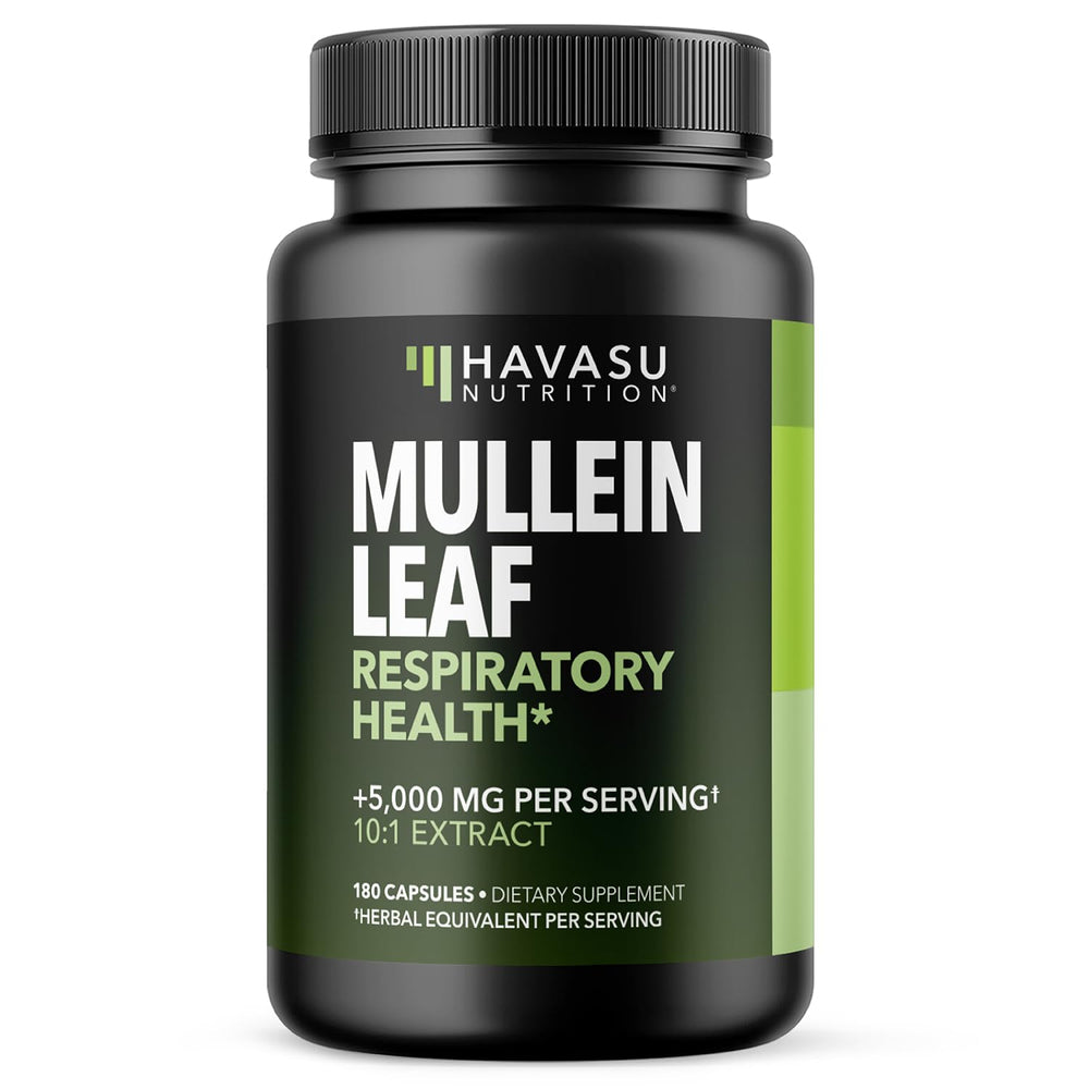 HAVASU Nutrition Mullein Leaf Capsules bottle front for daily respiratory support
