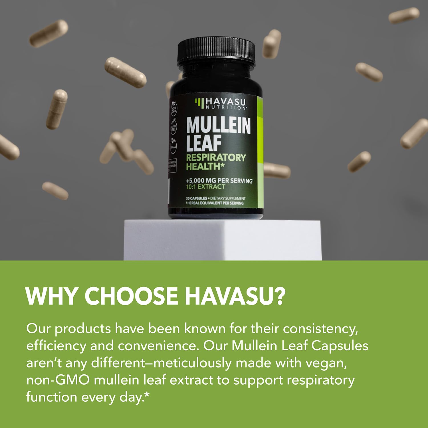 HAVASU Nutrition Mullein Leaf Capsules daily dosing routine