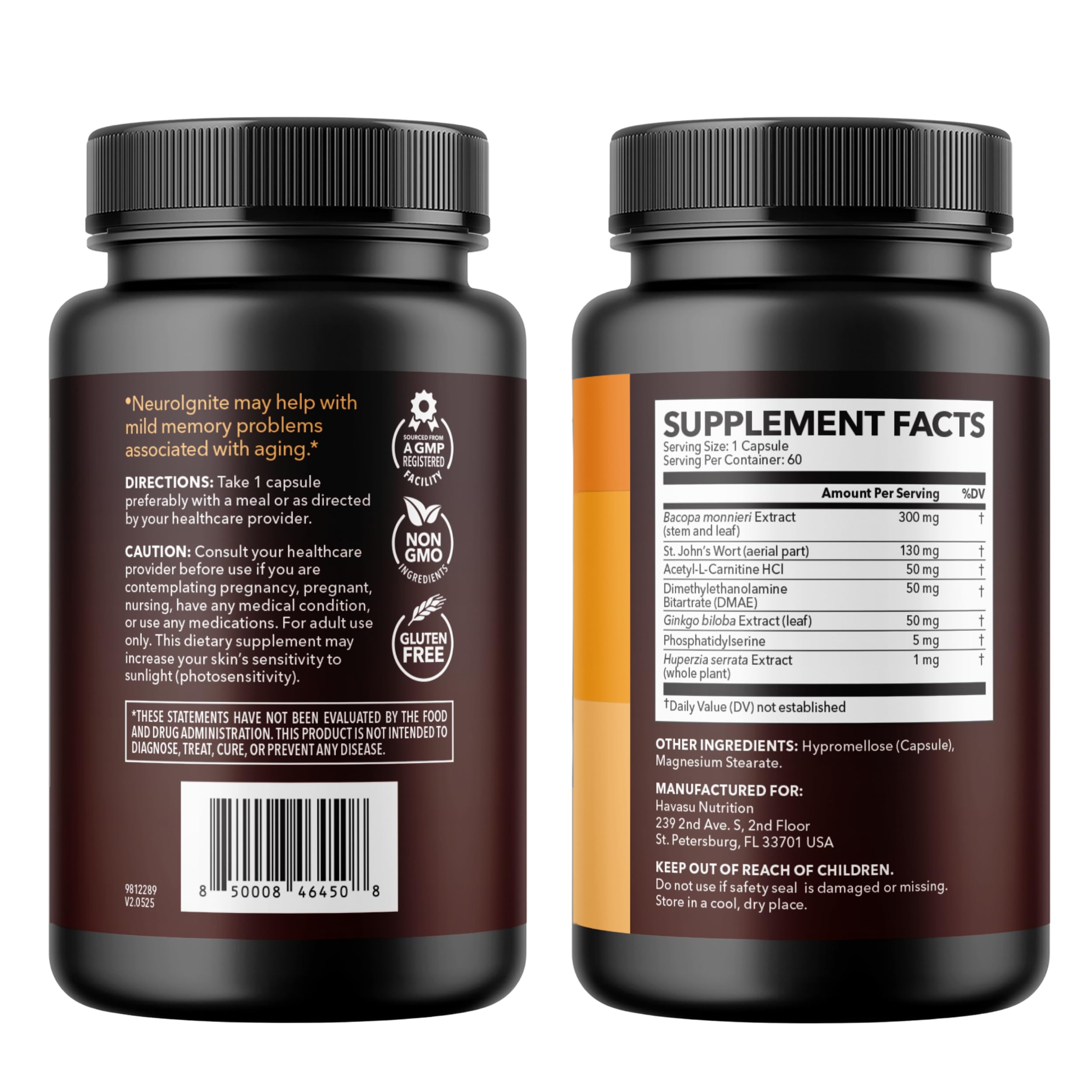 HAVASU NUTRITION NeuroIGNITE bottle on desk for everyday focus.