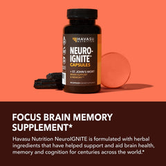 HAVASU NUTRITION NeuroIGNITE bottle open with capsules ready for routine.