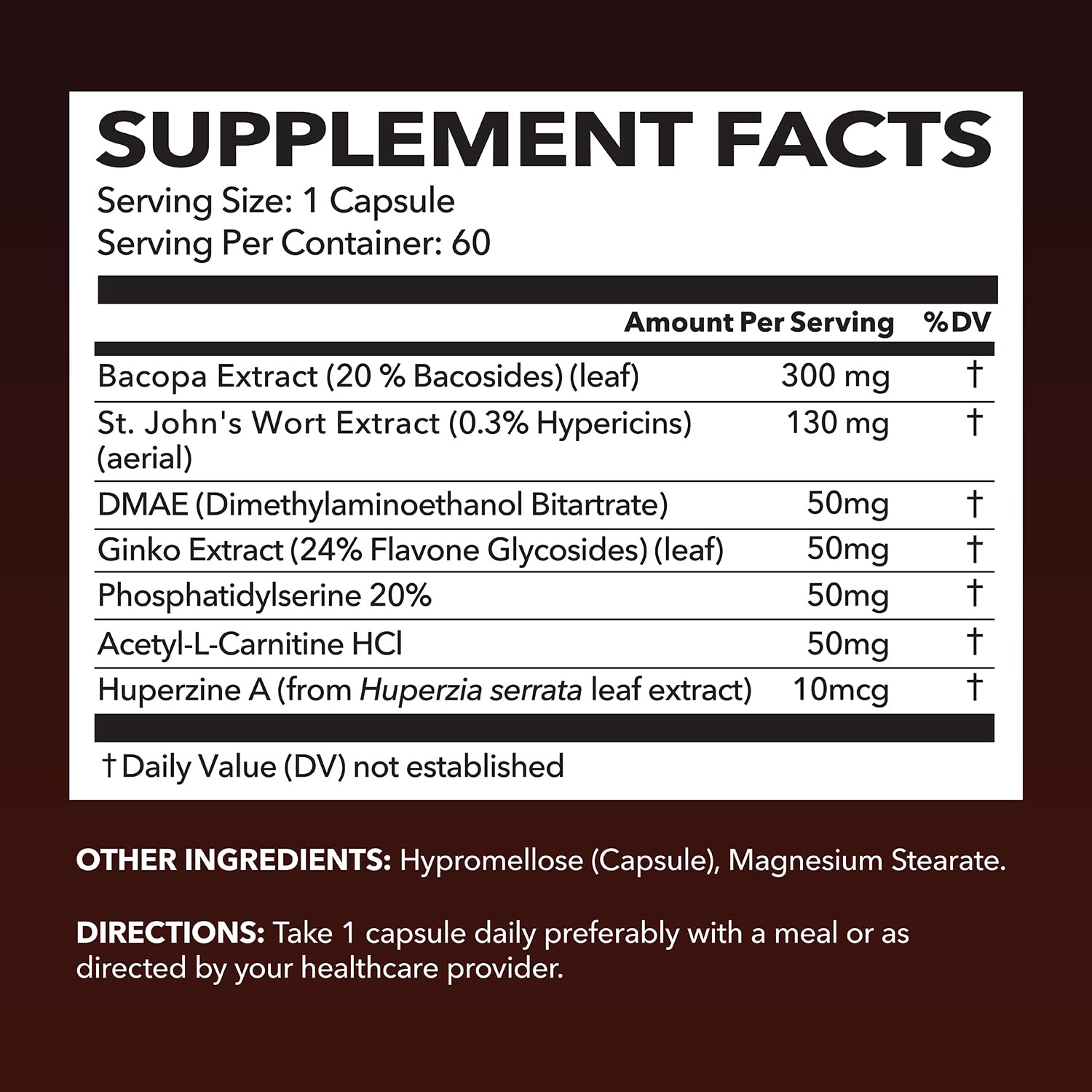 HAVASU NUTRITION NeuroIGNITE label closeup with Ginkgo and Bacopa ingredients.