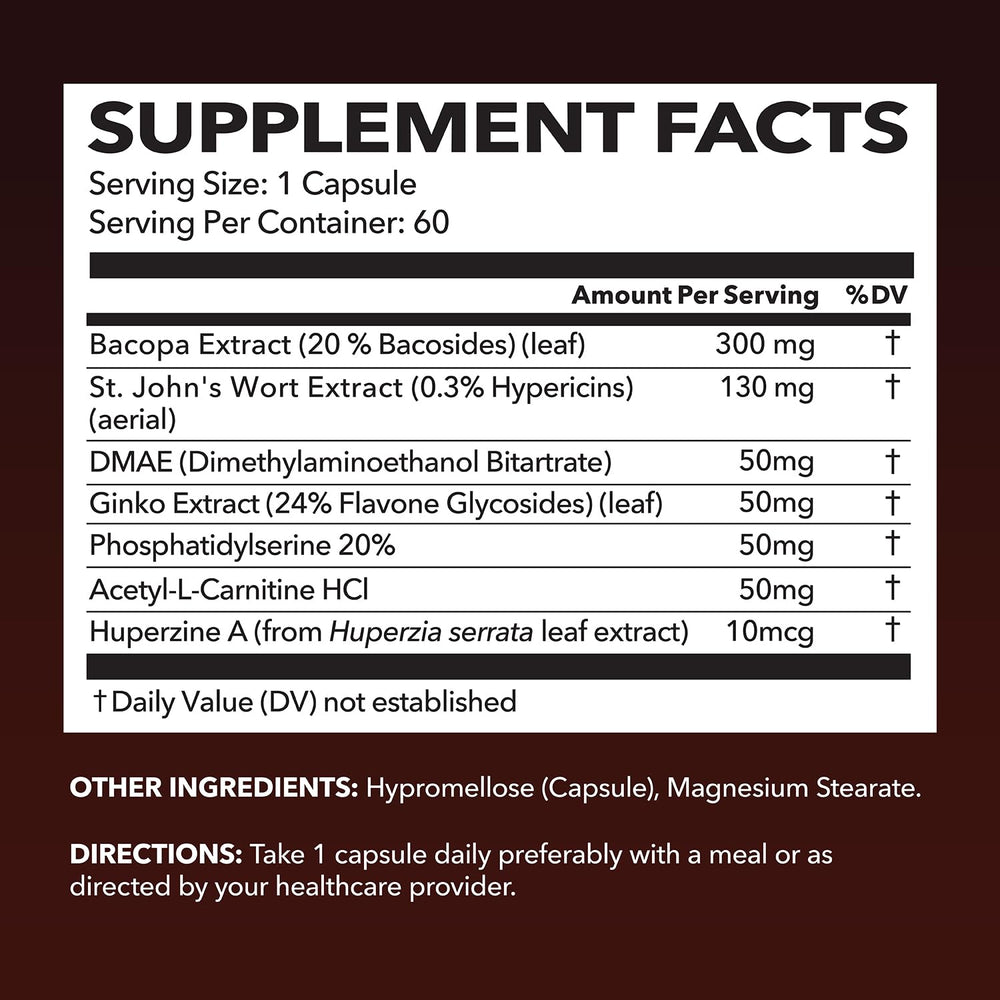 HAVASU NUTRITION NeuroIGNITE label closeup with Ginkgo and Bacopa ingredients.