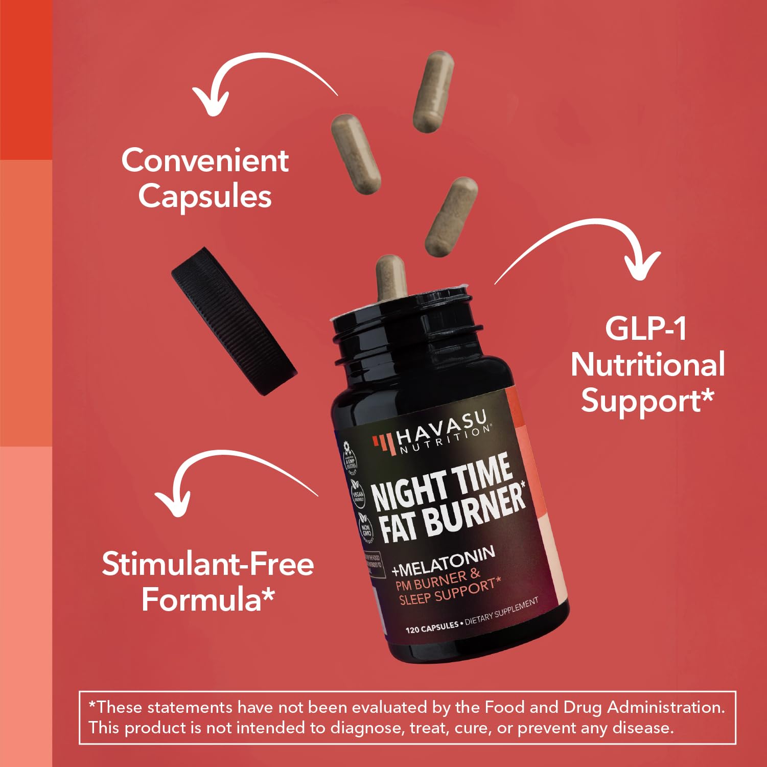 HAVASU NUTRITION Night Time Fat Burner green coffee bean close-up emphasizing carb-related support.