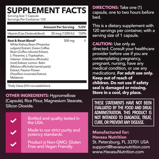 HAVASU NUTRITION Night Time Fat Burner capsules for late evening cravings management