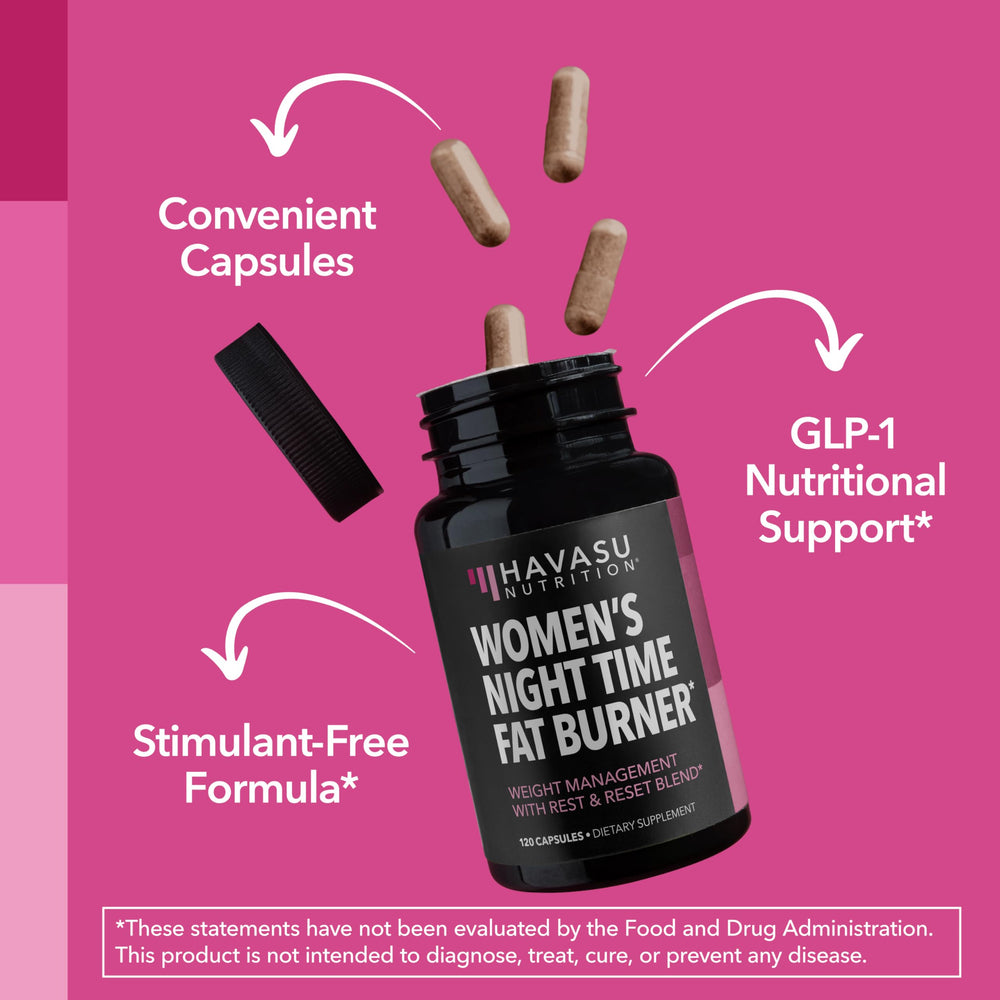 HAVASU NUTRITION Night Time Fat Burner in a calm night time scene