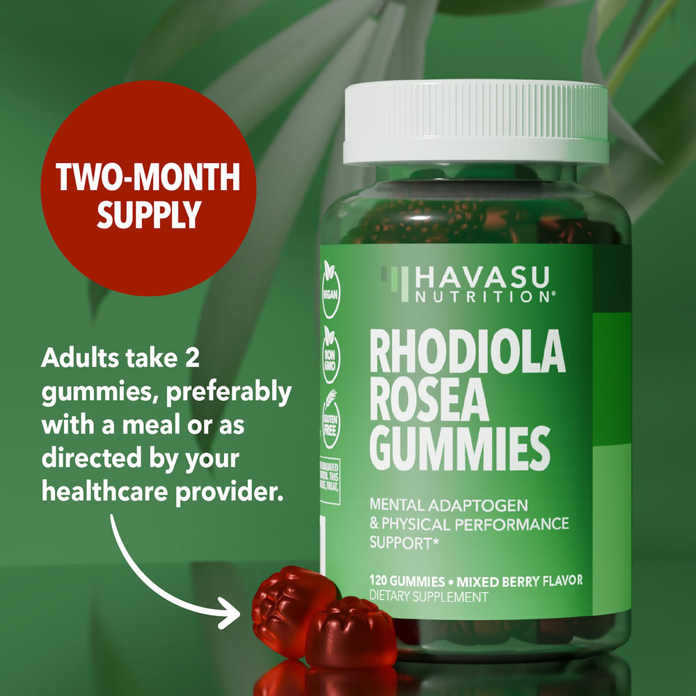 HAVASU NUTRITION Rhodiola Gummies gummy close-up highlighting berry flavor