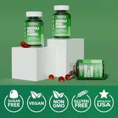 HAVASU NUTRITION Rhodiola Gummies ingredients panel emphasizes vegan and non-GMO