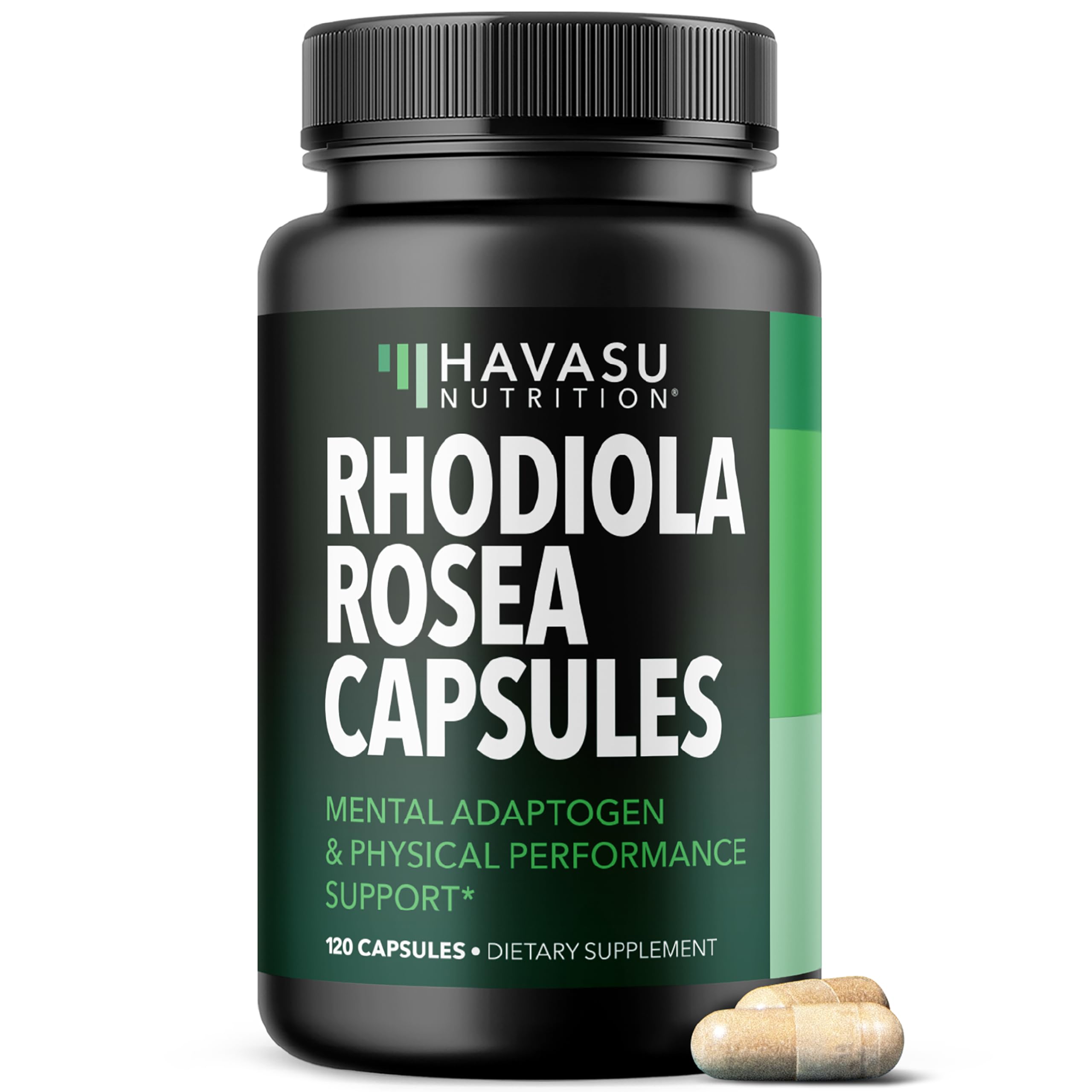 HAVASU Nutrition Rhodiola Rosea capsules front label for daily cognitive support