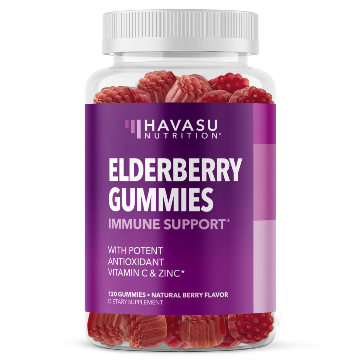 HAVASU NUTRITION Sambucus elderberry gummies bottle for daily immune support.