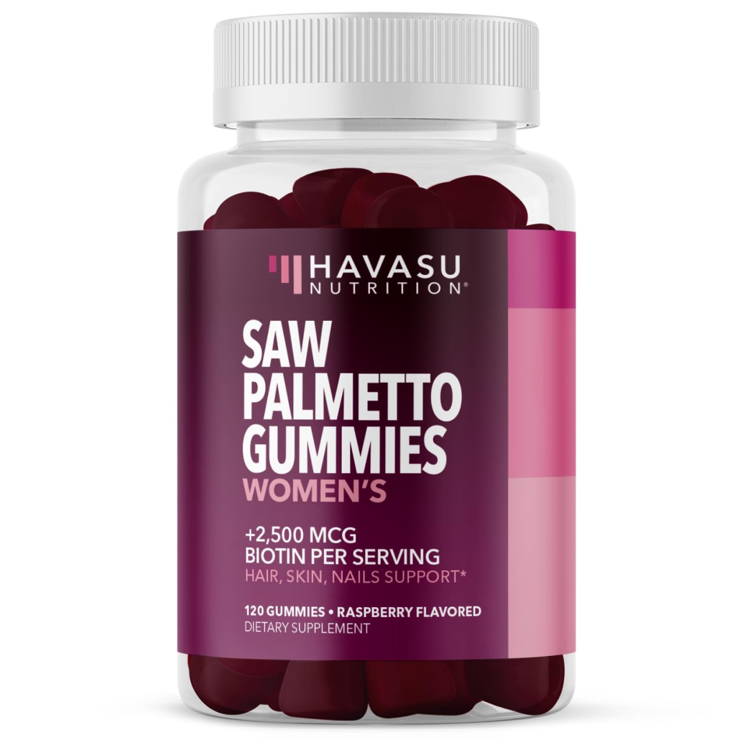 HAVASU NUTRITION Saw Palmetto Biotin gummies packshot, vegan beauty supplement
