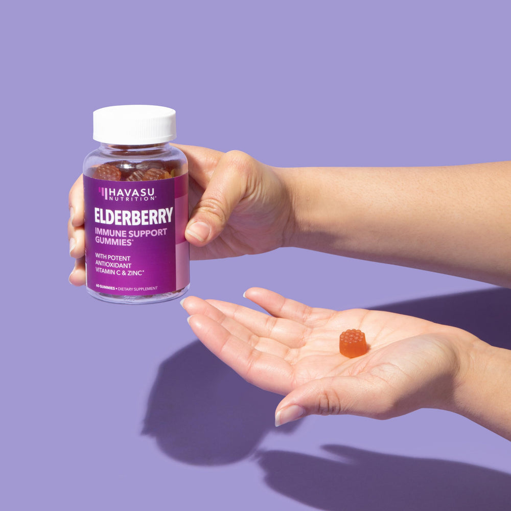 Close-up of berry flavor and chewy texture of HAVASU gummies.