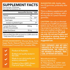 HAVASU NUTRITION turmeric gummies closeup showing ginger and peach flavor.