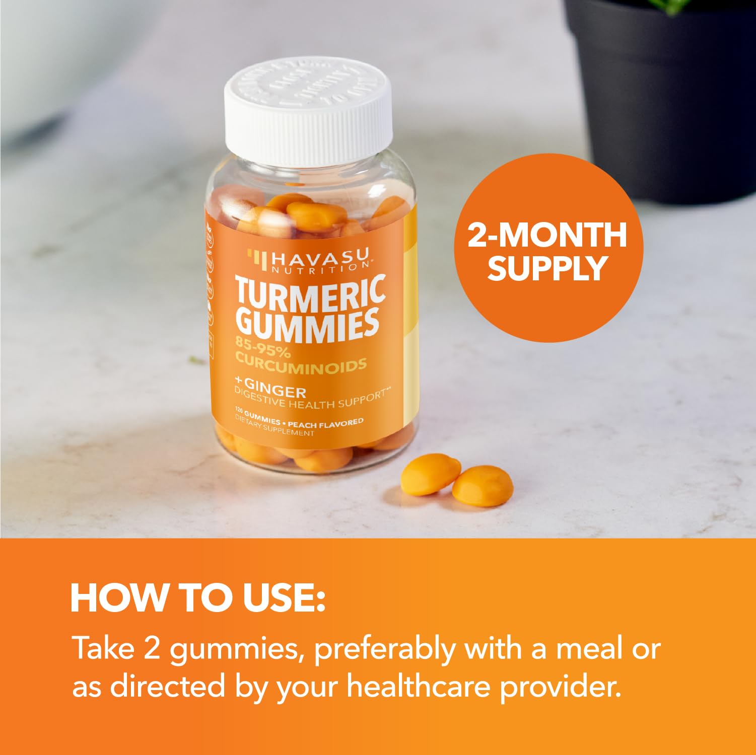 HAVASU NUTRITION turmeric gummies 120-count package.