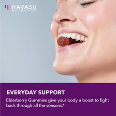 HAVASU NUTRITION elderberry gummies with vitamin C and zinc for immune balance.
