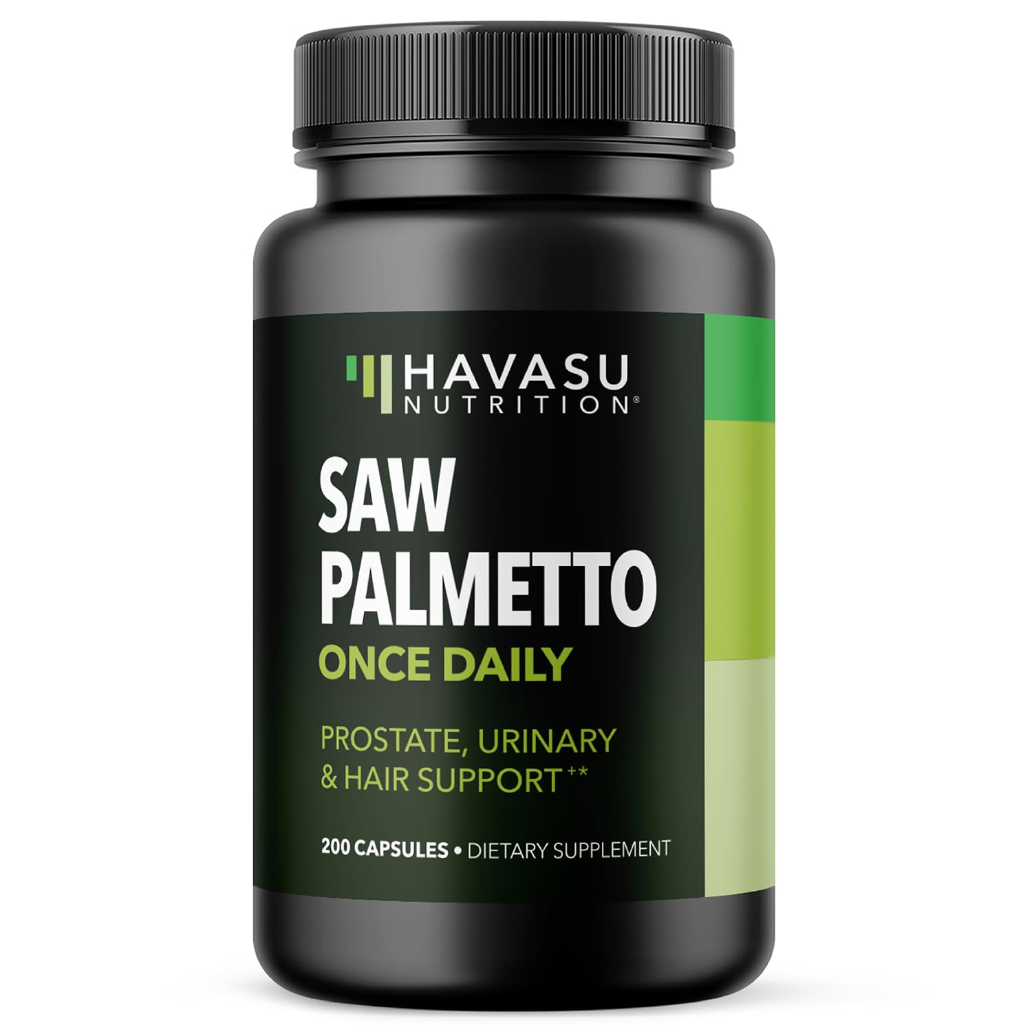 HAVASU Saw Palmetto bottle promoting prostate health and urinary support.
