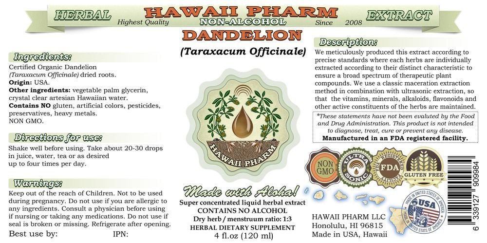 Hawaii Pharm Dandelion glycerite dropper ready for easy dosing
