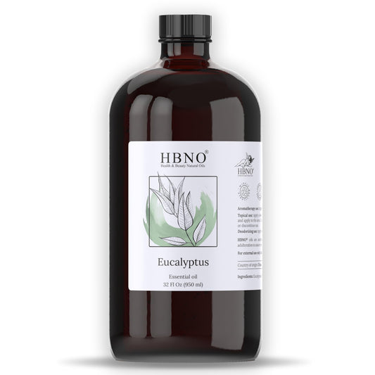 HBNO eucalyptus oil bottle close-up demonstrates premium quality for DIY recipes
