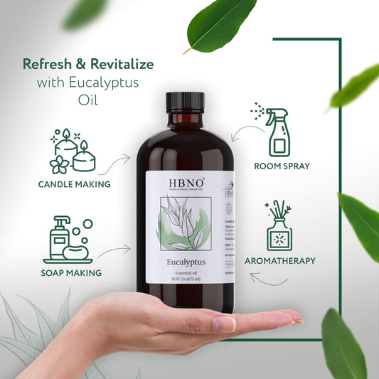 HBNO Eucalyptus oil hexane-free label indicating purity for safe home use