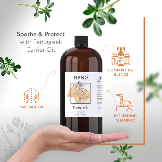 HBNO Fenugreek Oil in a diffuser setup for warm, herbal atmosphere.