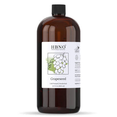 HBNO Grapeseed Oil 32oz bottle, versatile for DIY beauty and care.