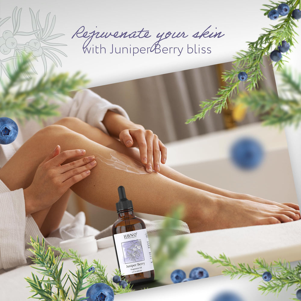 HBNO Juniper Berry Essential Oil bottle with dropper supports easy fragrance blending.