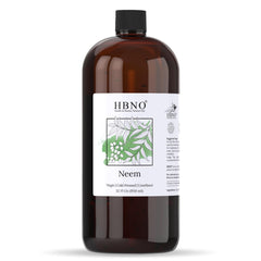 HBNO Neem Oil 32 oz bottle front showing premium packaging for skincare use