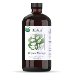 HBNO Organic Moringa Oil bottle 16oz in glass preserves freshness for DIY cosmetics