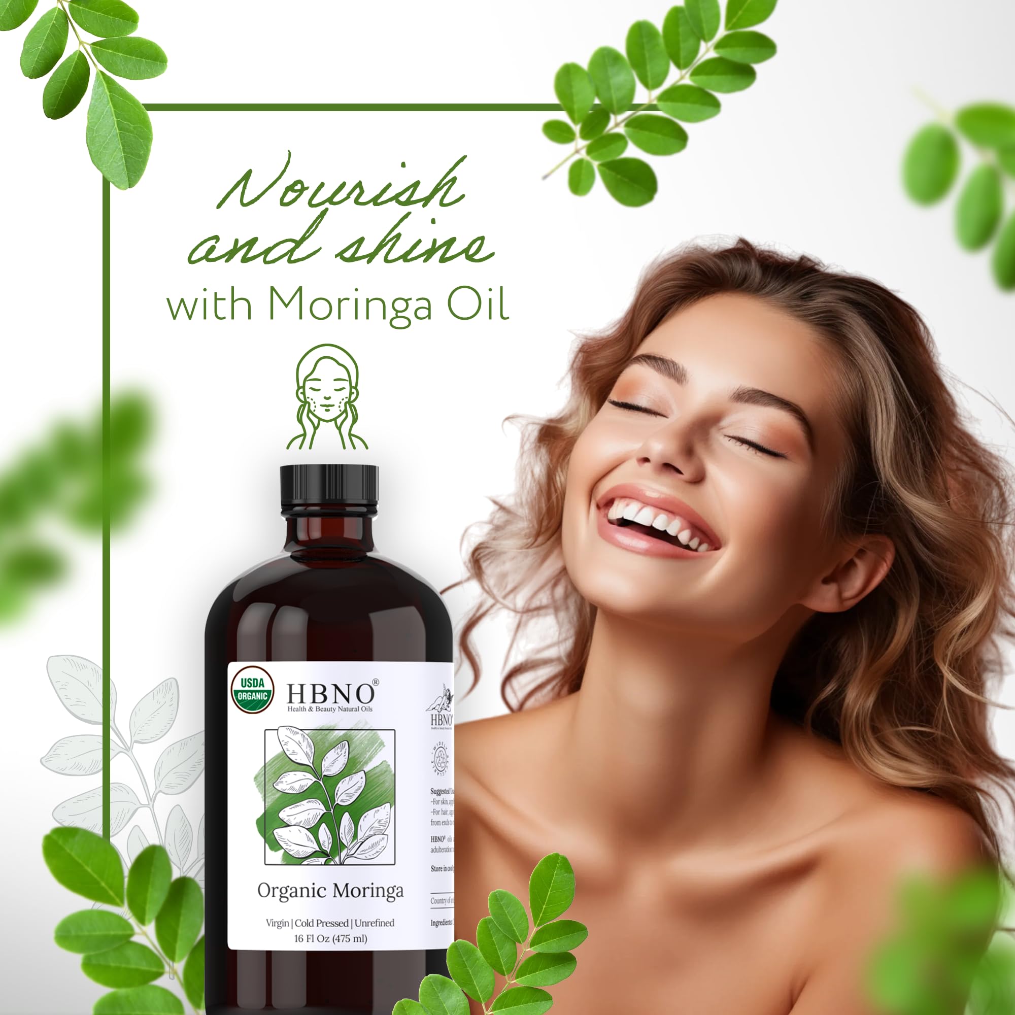 HBNO Moringa Oil suitable for skin care routines and aromatherapy blends