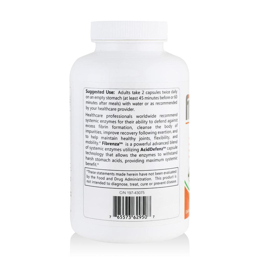 Fibrenza label features Serrapeptase and Nattokinase enzymes