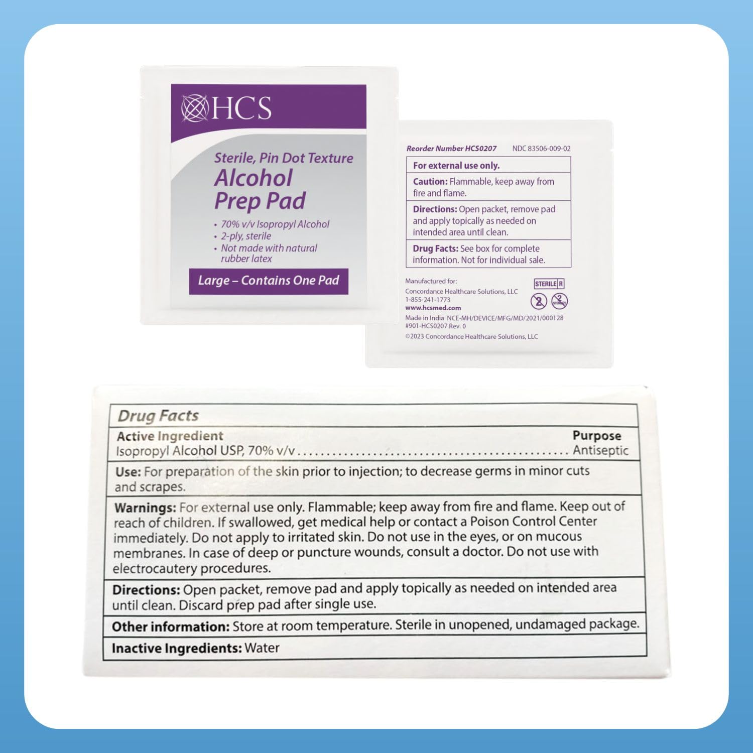 HCS bulk case of 1000 large alcohol prep pads for clinics and facilities