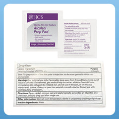 HCS bulk case of 1000 large alcohol prep pads for clinics and facilities