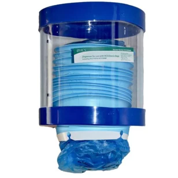 Loading bags into the dispenser from below, ready for use.