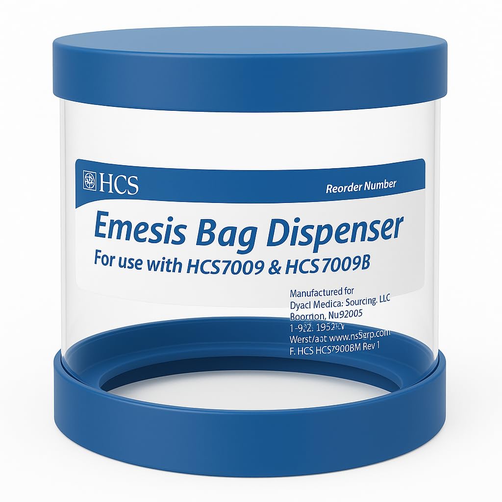 HCS Emesis Bags Dispenser wall-mounted with 24-bag capacity for clinics.