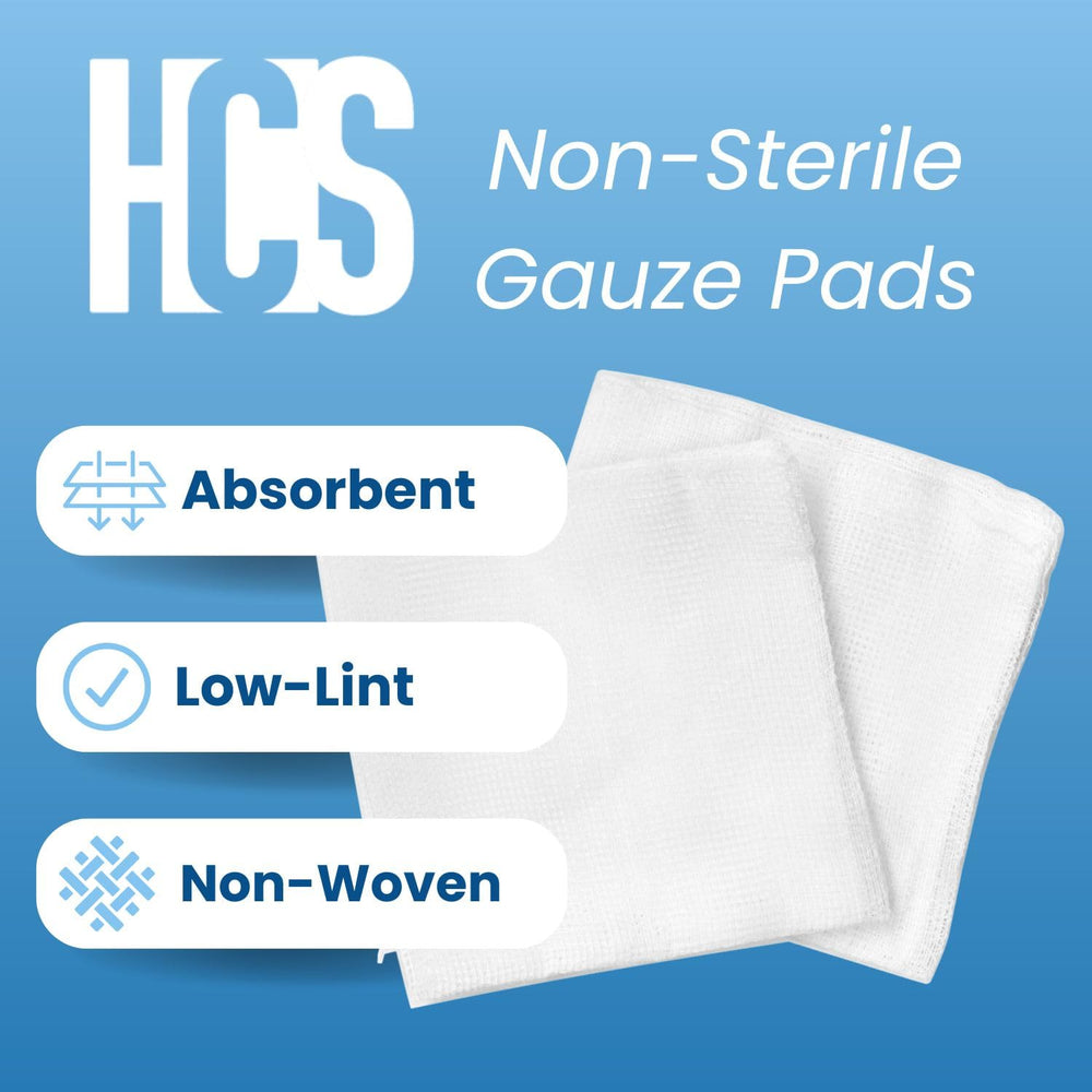 HCS gauze sponges close-up showing soft texture and low lint