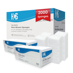 HCS Medical Solutions bulk non-woven gauze sponges 4x4; highly absorbent for wound care