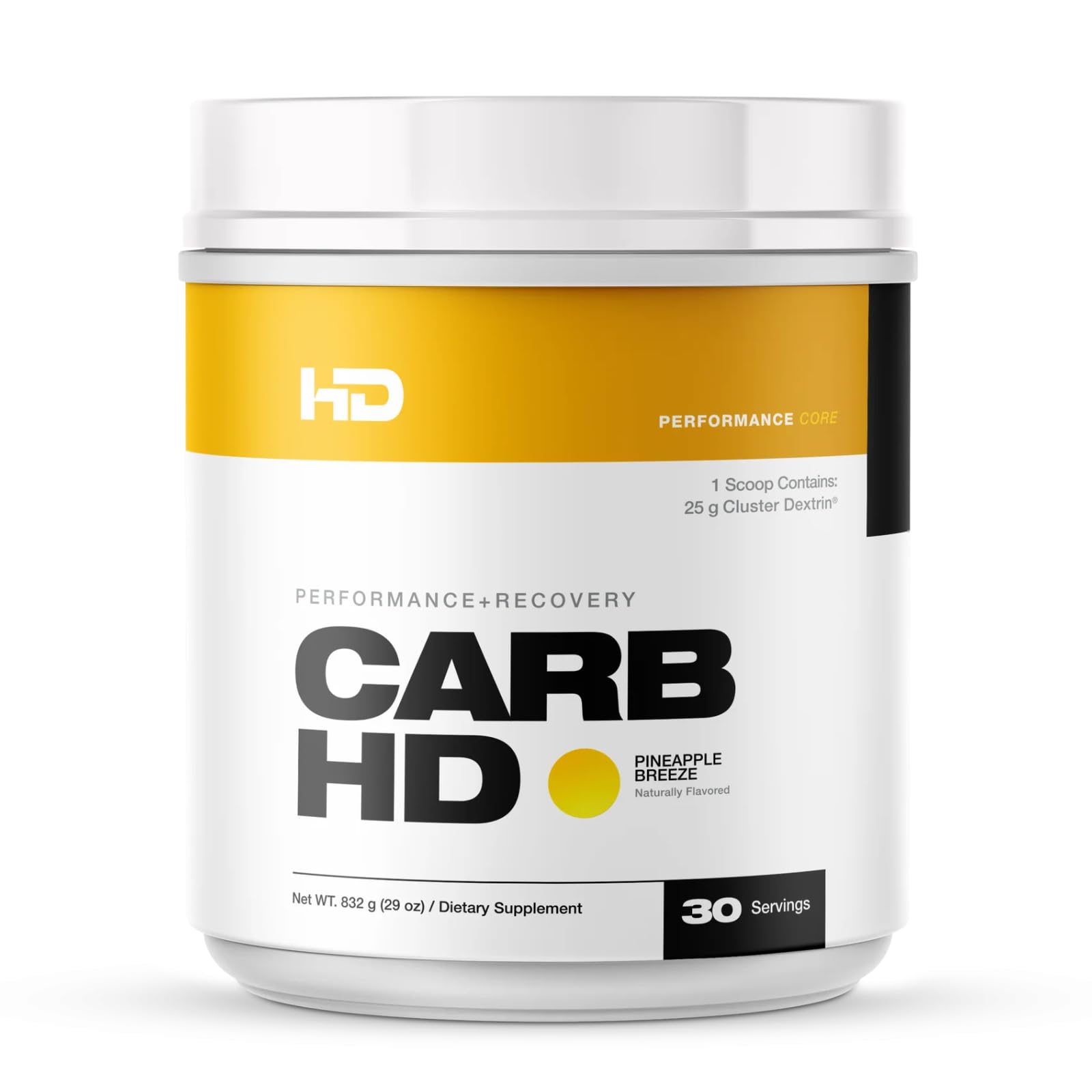 HD MUSCLE CarbHD tub in Pineapple Breeze flavor for steady energy and hydration.