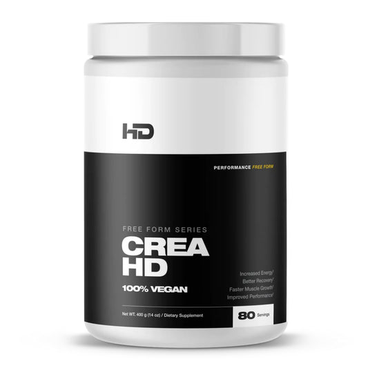HD Muscle CreaHD Creapure bottle front shows vegan creatine for workouts