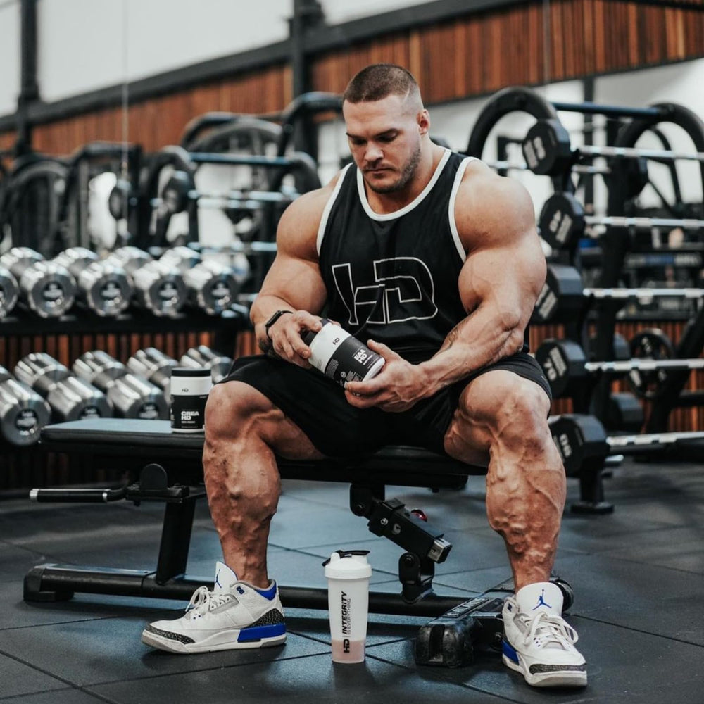 HD Muscle Creapure powder close-up highlighting purity and vegan source