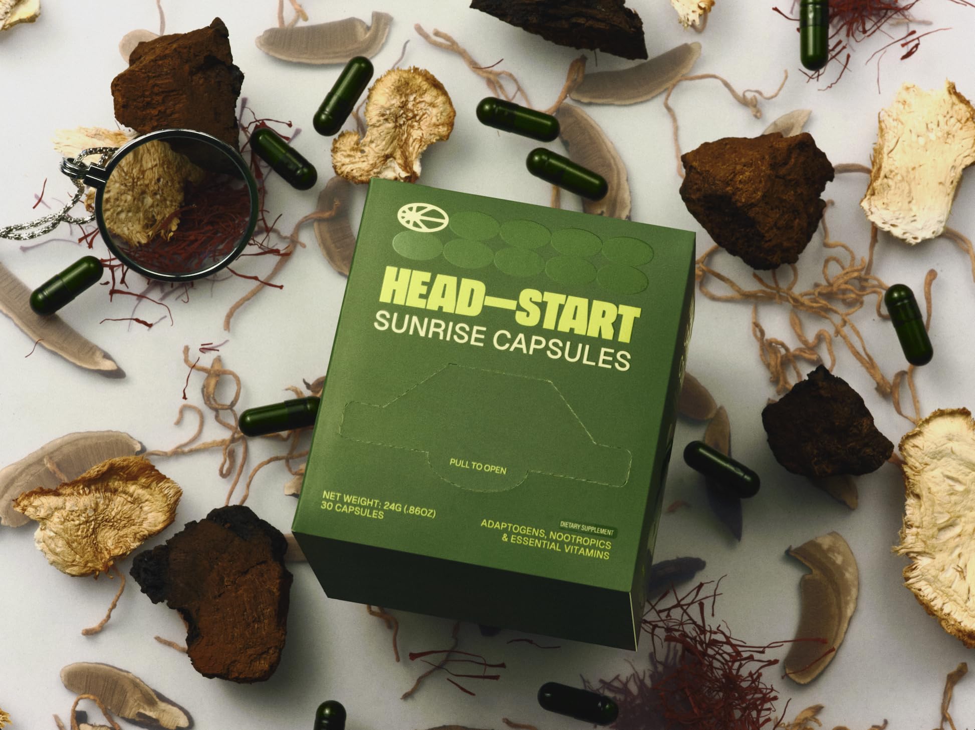 HEAD-START Sunrise serving pack demonstrates two capsules per day for streamlined use