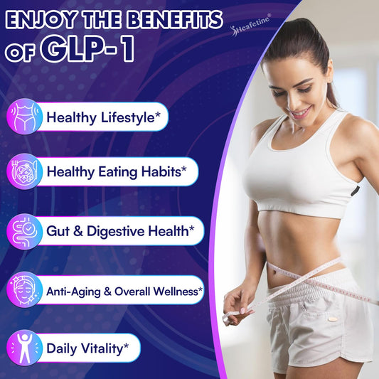 Heafetine GLP-1 capsules close-up highlighting daily dosage.