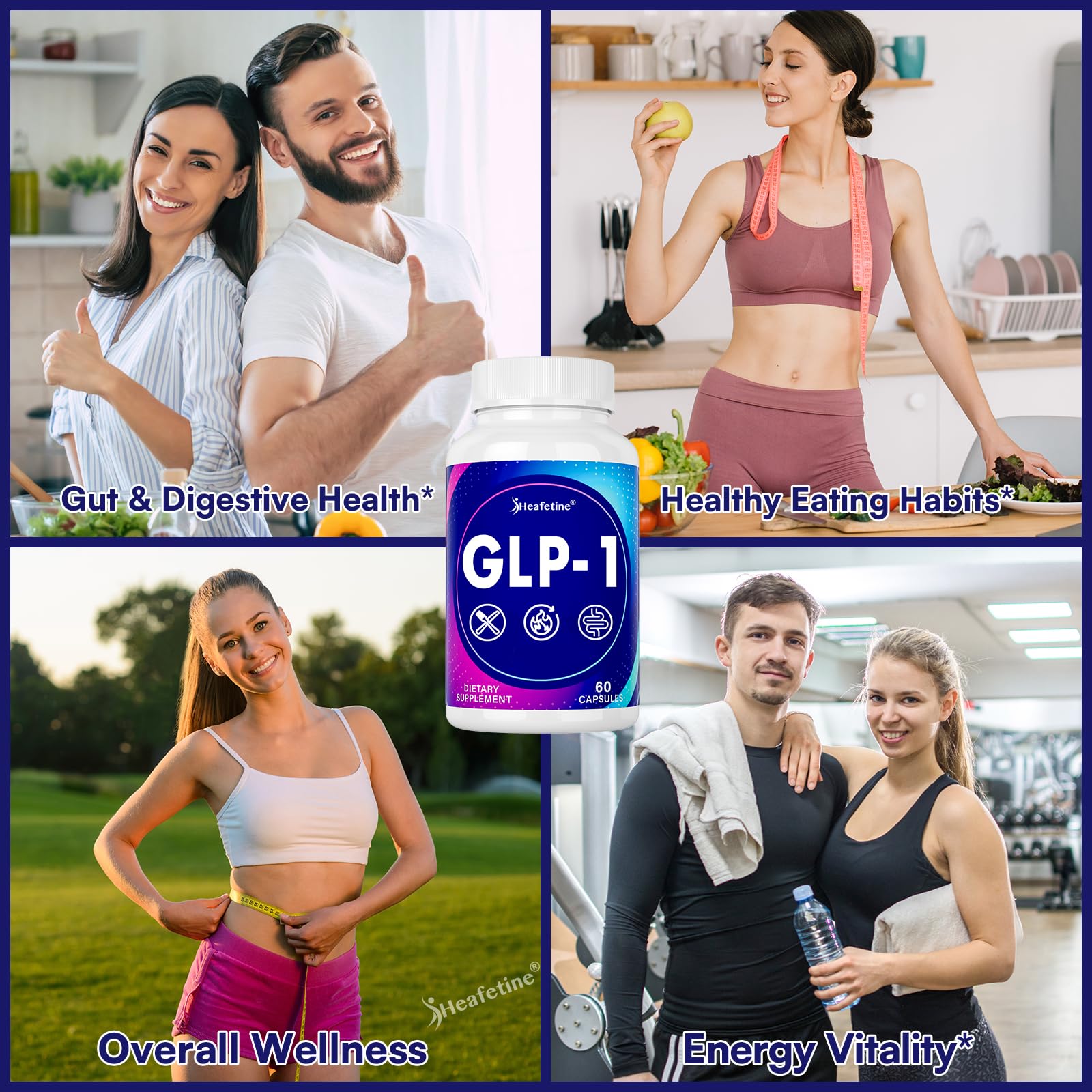 Heafetine GLP-1 gut health scene implying digestion support.